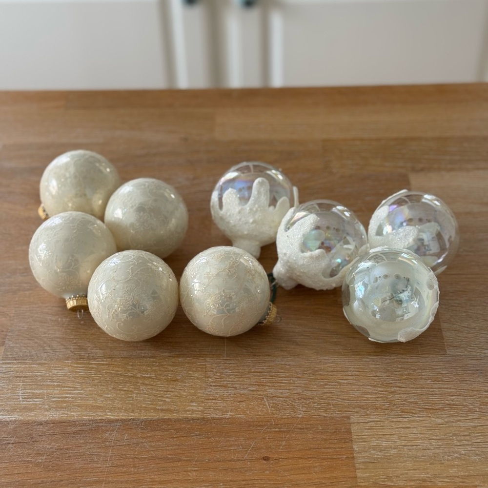 Vintage Iridescent Christmas Ornaments - set of 9